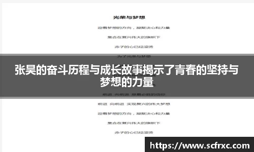 张昊的奋斗历程与成长故事揭示了青春的坚持与梦想的力量
